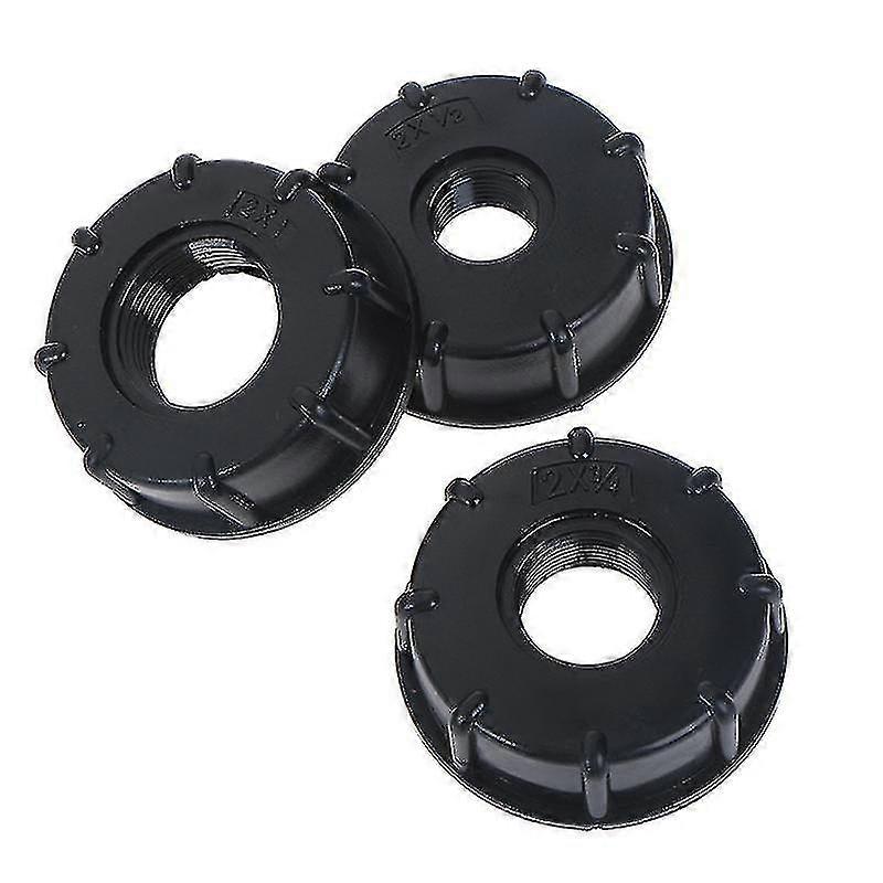 Th 1/2" 3/4" 1" Thread Tank Adapter Tap Water Connector Replacement Valve(black,3pcs)