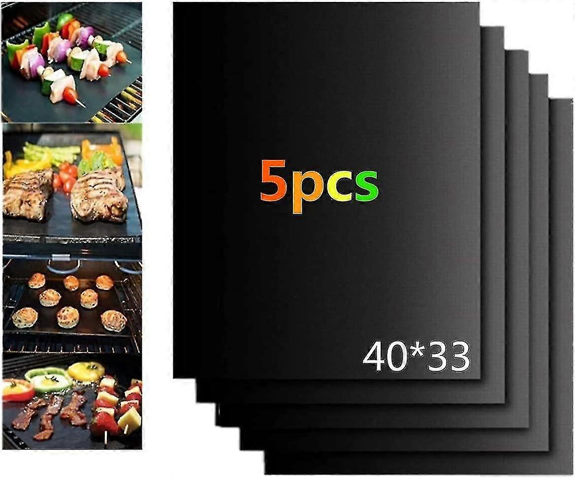 Bbq Grill Mat, 100% Reusable Non-stick, 40 * 33cm, 5 Pack