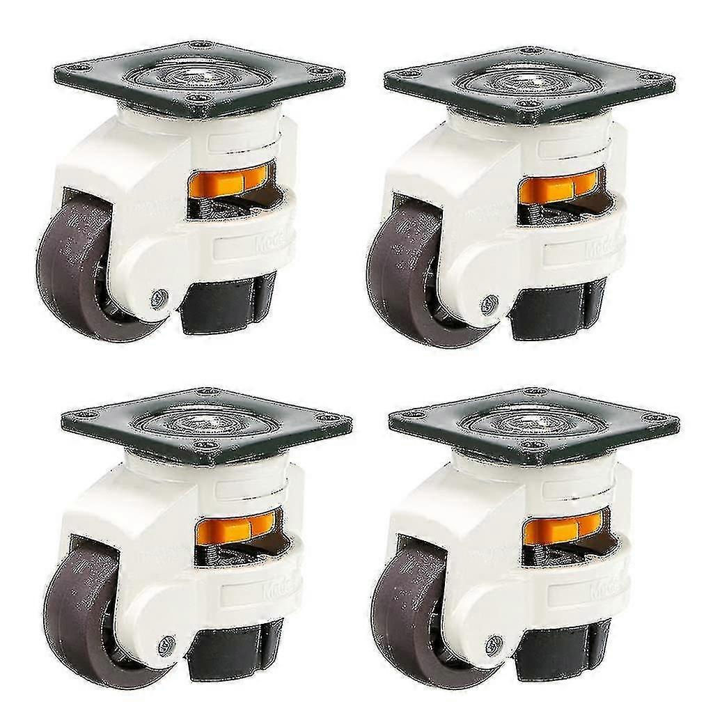 4 قطع عجلات أثاث، عجلة دوارة، عجلات تسوية قابلة للسحب 60 قدم، سبائك النايلون والألومنيوم، سعة تحميل 250 كجم لكل عجلة