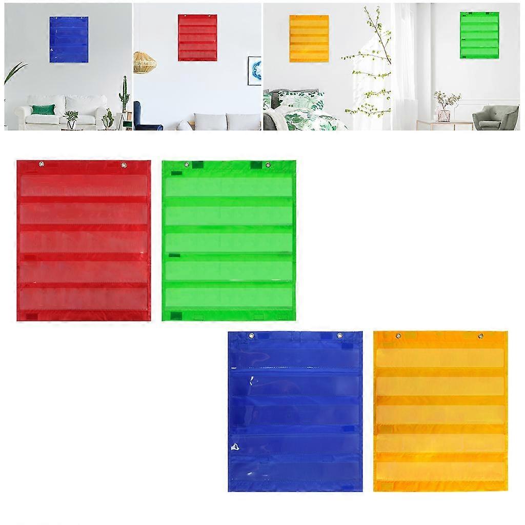 2x Daily Schedule Pocket Chart, Class Schedule Chart, Teaching Card Chart, with 5+3 Pockets, Double-Sided Reusable, Easy Hanging on Wall Or Door