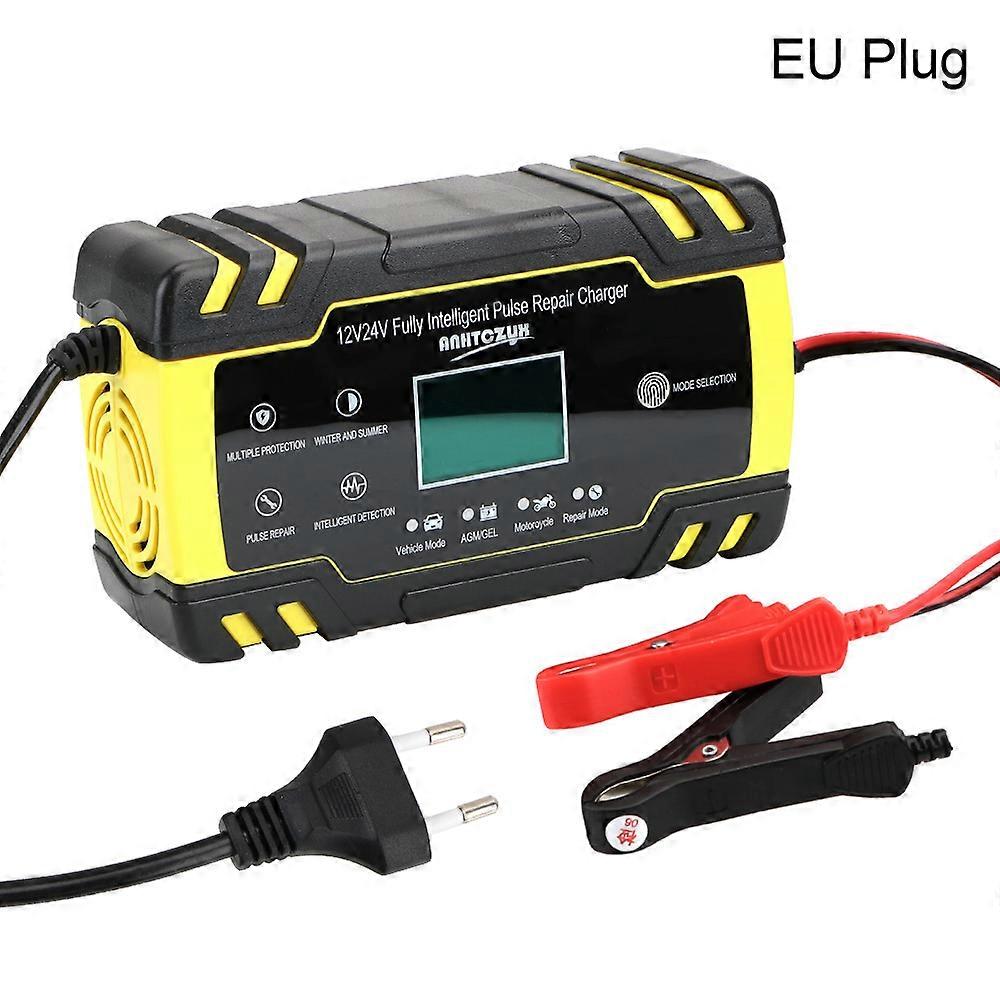 Full Automatic Car Battery Charger Power 12V-24V 8A for Auto Moto Pulse Repair Wet Dry Lead Acid Battery-chargers Smart Charging