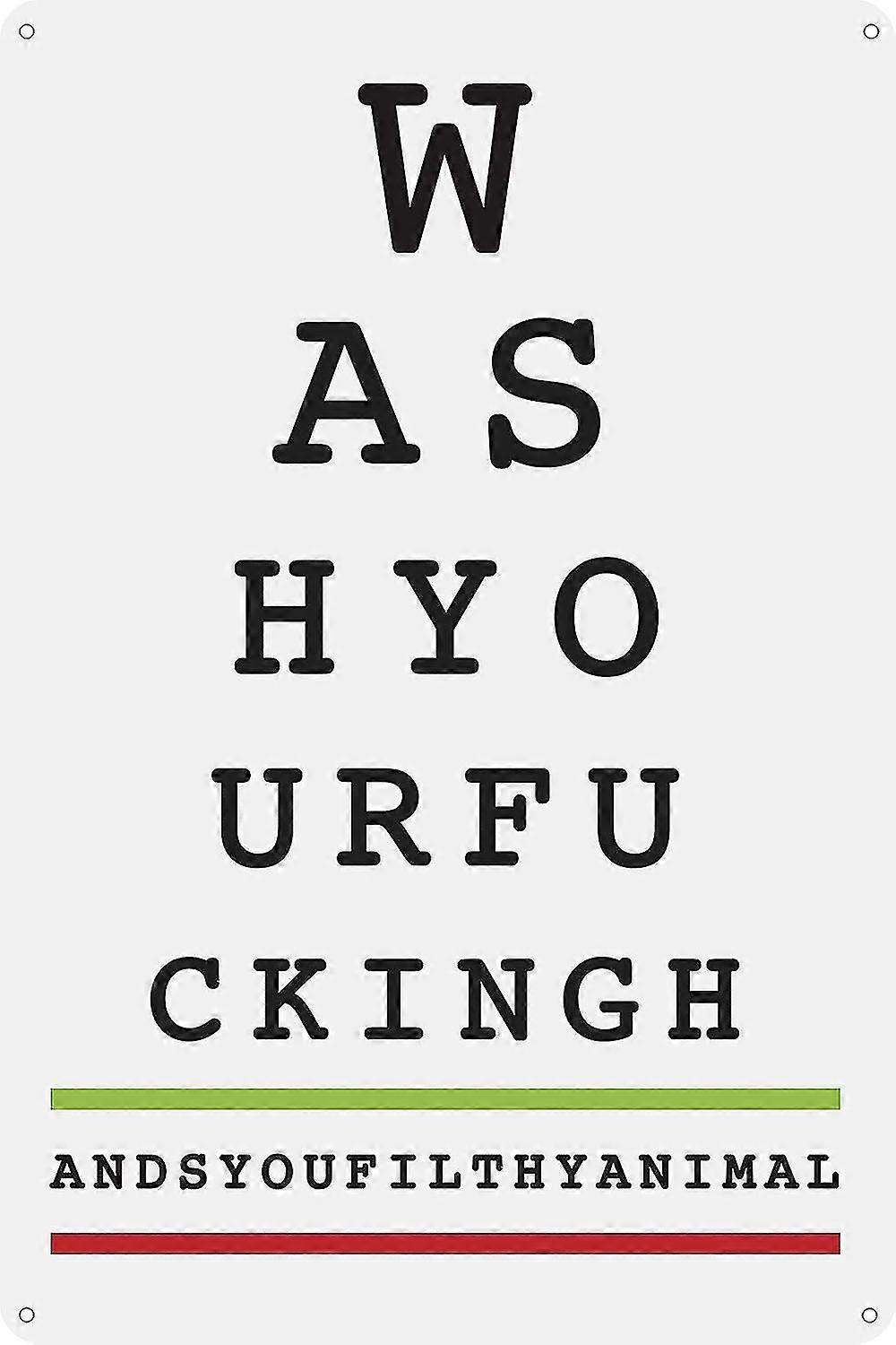 Lave as mãos Eye Chart 8x12 polegadas OU 12x16 polegadas engraçado Tin Bathroom Sign Mode 2454