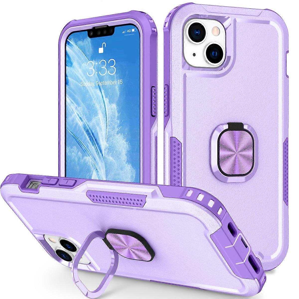 For iPhone 14 Plus 3 in 1 Ring Holder Phone Case