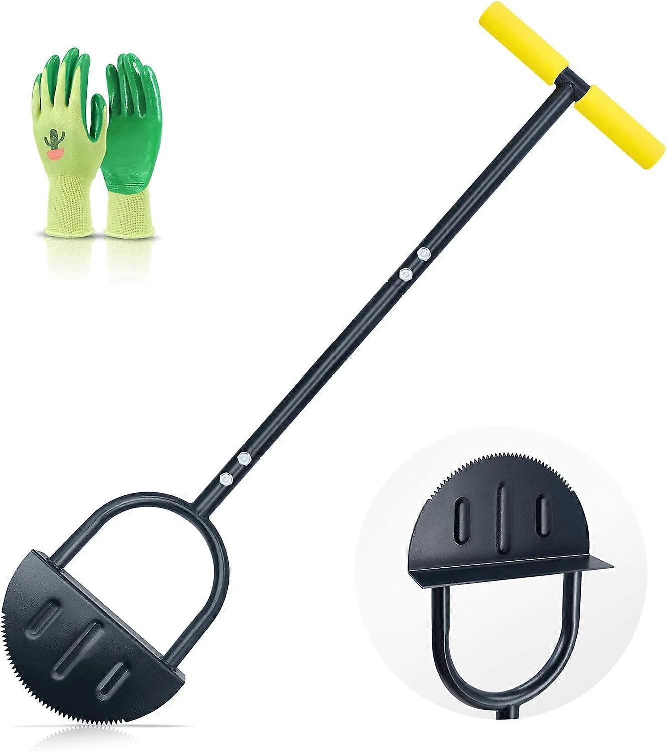 Colwelt Saw-Tooth Edger Lawn Tool, Half Moon Lawn Edger with T-Grip, Sidewalk Grass Long Handled Step Edger, 38-Inch