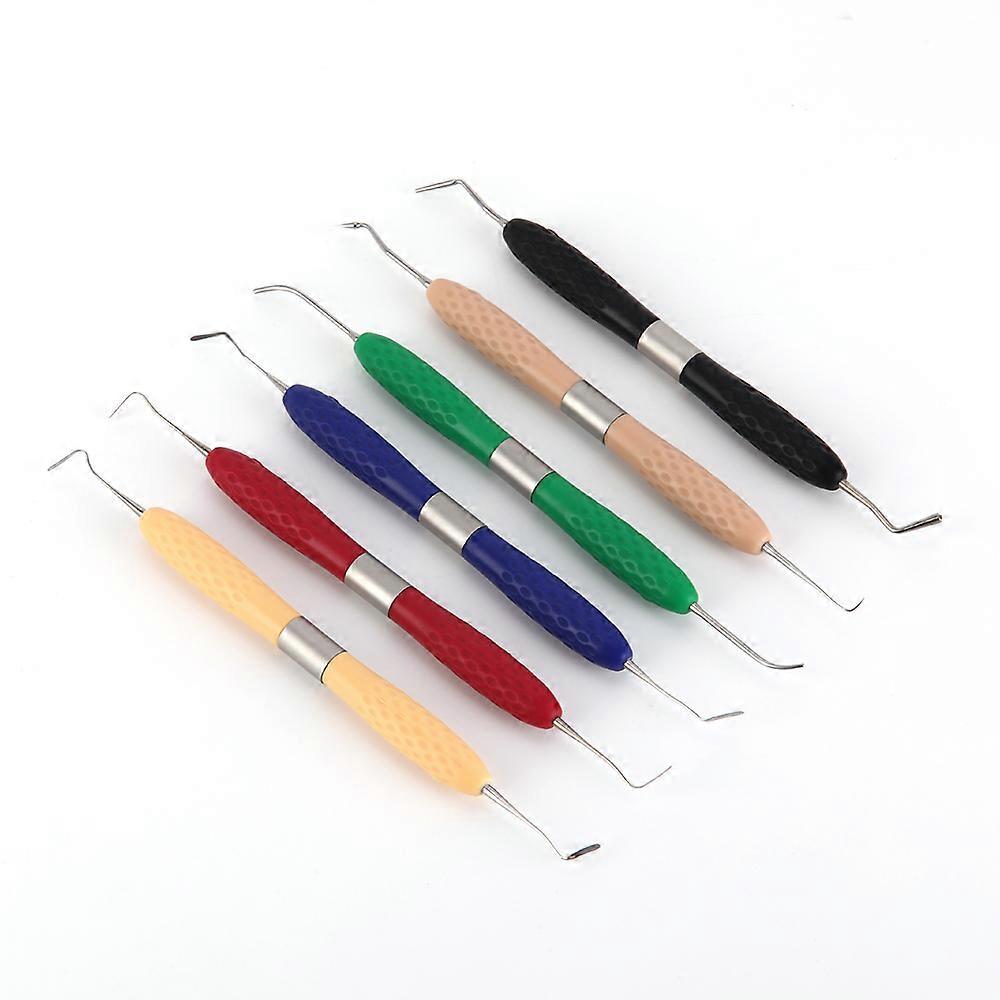 6Pcs/Kit Dental Resin Filler Aesthetic Restoration Kit Fit for Resin Knife Plastic Dresser with Silicone Handle