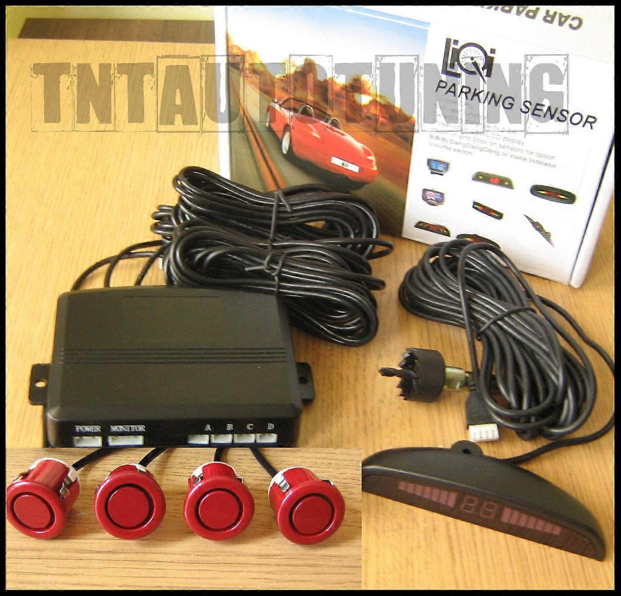 Reverse Parking Kit with 4 Red Sensors LED Display and Buzzer Alarm Universal