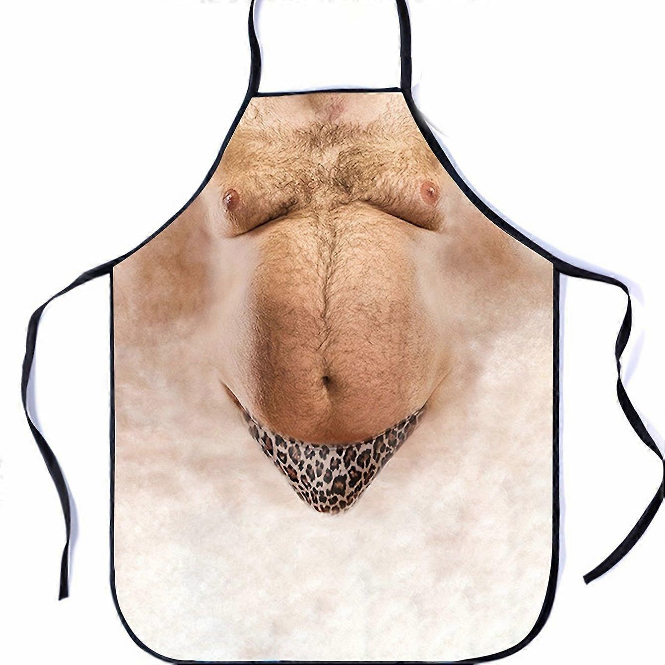 1pc Funny Belly Print Work Apron, Apron For Kitchen Restaurant Serving