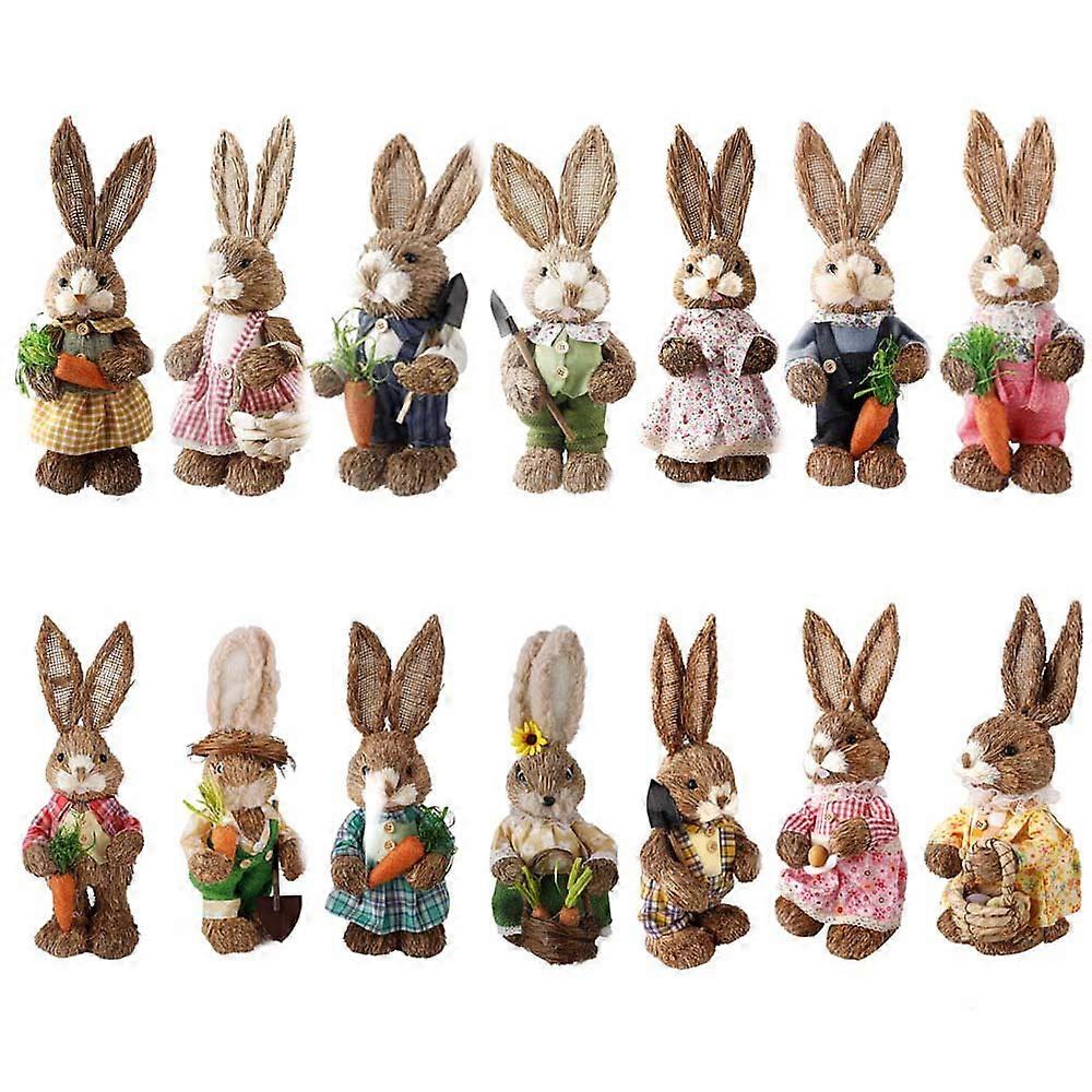 Simulation Rabbit Artificial Easter Straw Rabbit Home Garden Rabbit Decoration Easter Theme Party Filled Eggs Supplies Gift