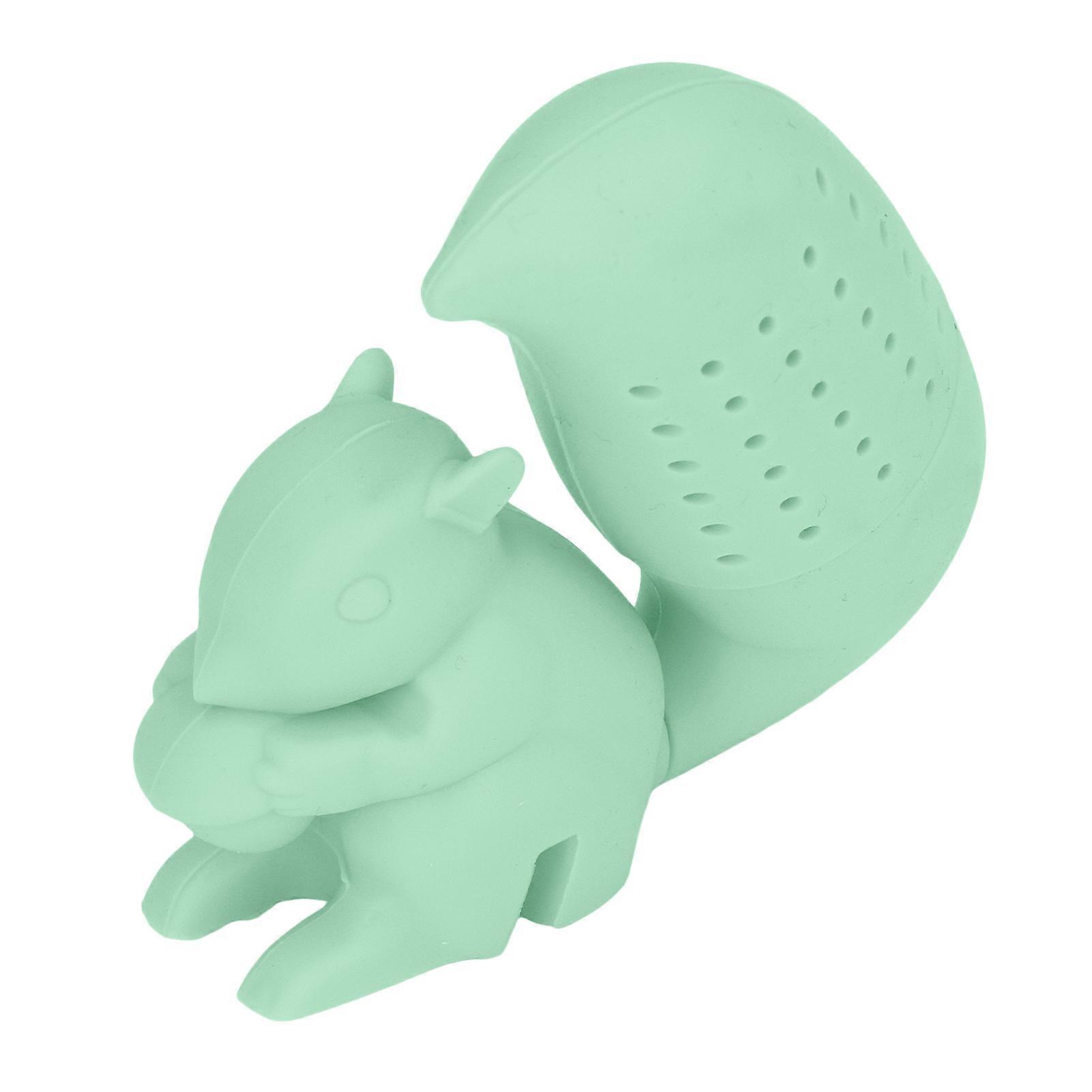 Green Silicone Squirrel Tea Infuser Strainer - Food Grade Cute Squirrel Shape Filter