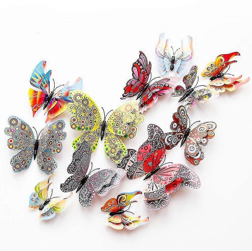 36Pcs Double Layer 3D Butterfly Wall Stickers Removable Wall Decals Butterfly Decor