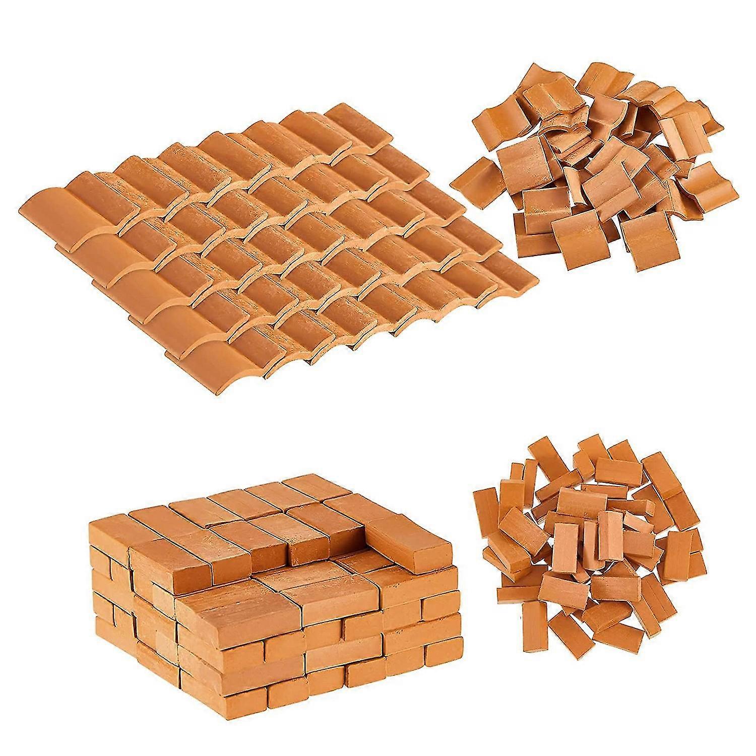 200pcs μίνι τούβλα &roof κεραμίδια μοντέλο που κόκκινα τούβλα εξωραϊσμού τούβλα Diy αξεσουάρ κήπου