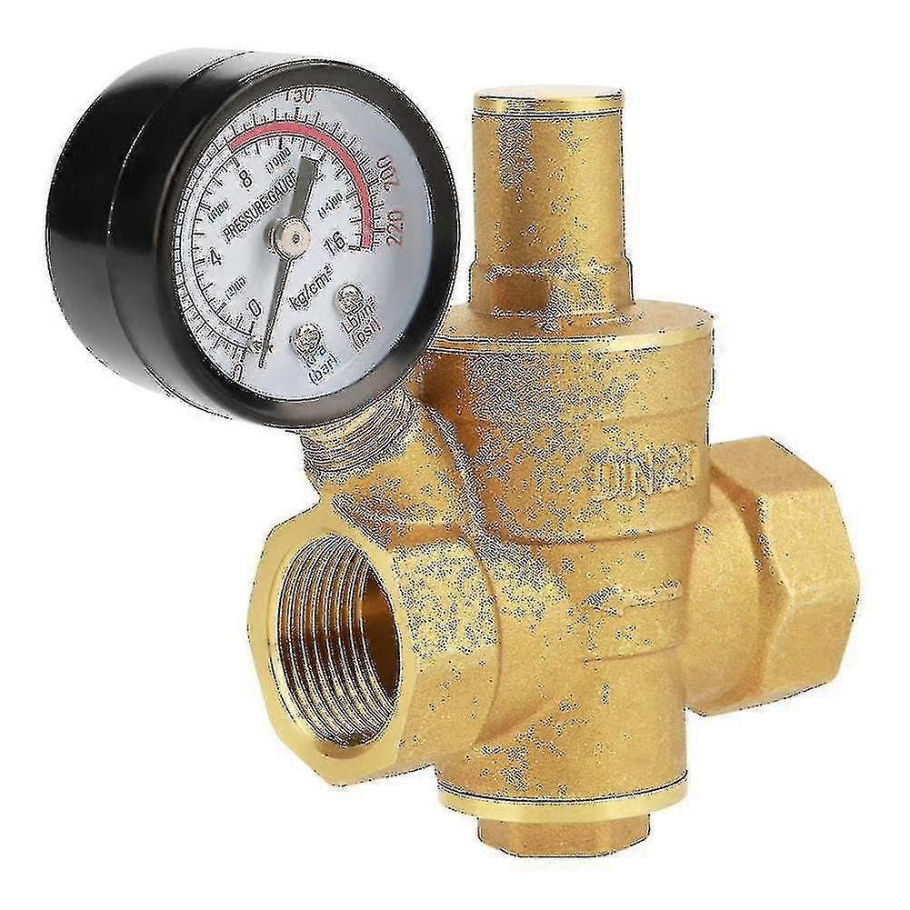 Dn25 Justerbar vandtryksreducerende regulator, messing vandtrykreducerende ventil + manometer vandtrykmåler (dn25)