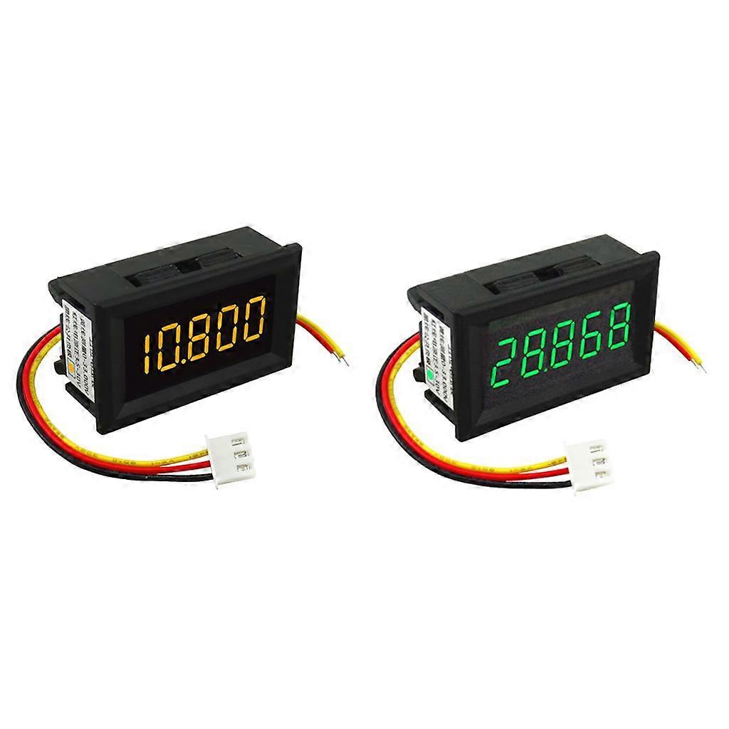 2PCS - DC 3.5-30V 3 Wire LED Digital Display Voltmeter Volt Meter Panel 1xGreen+1xYellow Words Display