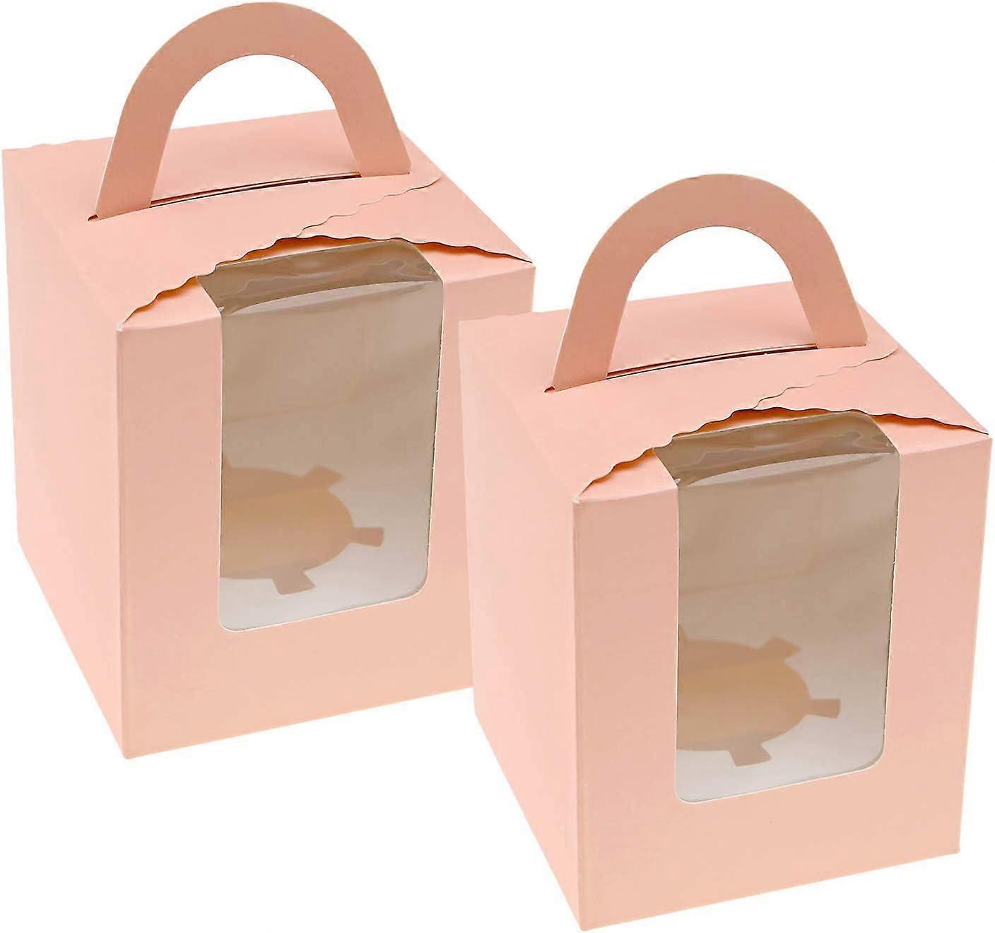 20x Pink Muffin Cake Boxes Simple Cupcake Insert Container Holders for Home Bakery Birthday Wedding