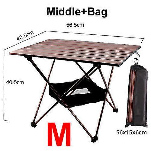 Folding and portable camping table, aluminum, with storage bag, for outdoor campsite, picnic, barbecue, beach and fishing