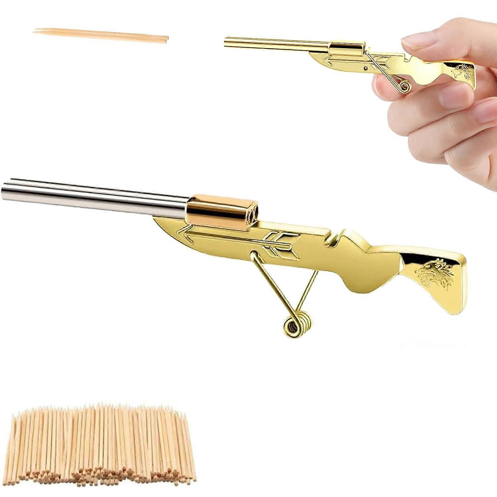 Jouet de pistolet de cure-dents à double tube de tête de loup en alliage, jouet modèle d’assemblage d’arbalète en alliage, 100% nouveau