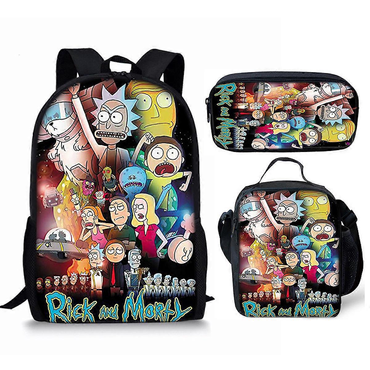 Pz/Set Morty Rick Stampato Zaino Set con Borsa A Tracolla