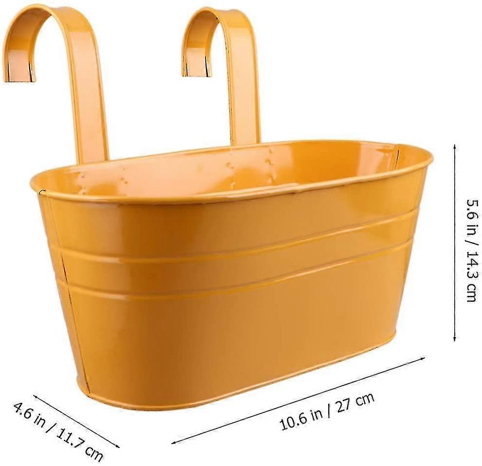 Removable Double Hook Oval Pot Plant Tin Hanging Pot