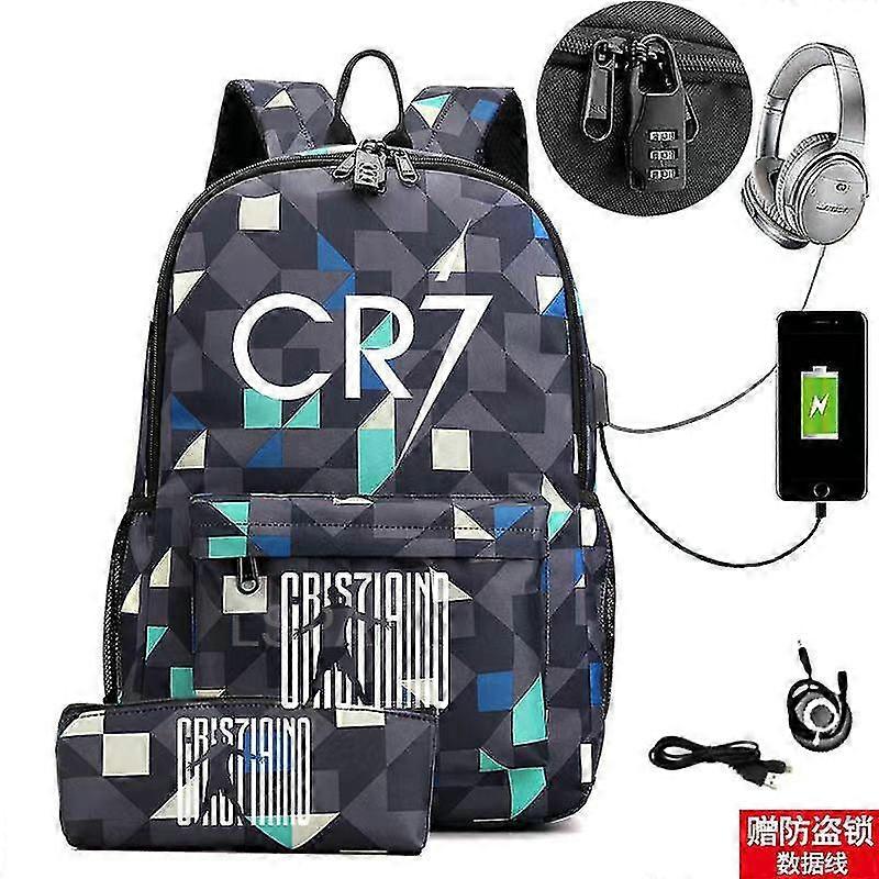 17 אינץ 'Cr7 תרמיל כדורגל גדול עמיד למים Bookag Cr7 תיקי בית ספר נסיעות עסקים מחשב נייד Mochilas תרמיל עם קלמר