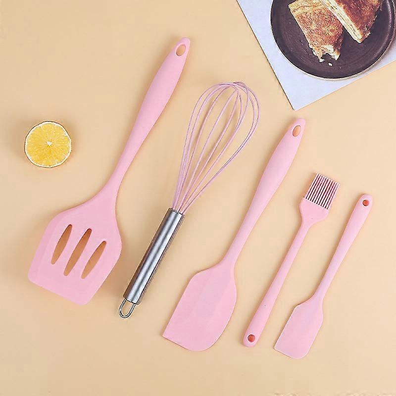 Silicone Spatula Set Kitchenware Utensils 5 Pieces Includes Small Brush, Small Scraper, Large Scraper, Egg Beater, Spatula for Cooking, Baking and Mix