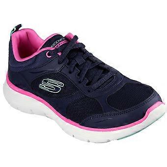 Skechers Flex Appeal 5.0 Fresh Touch Leather Women's Navy/Hot Pink Trainers