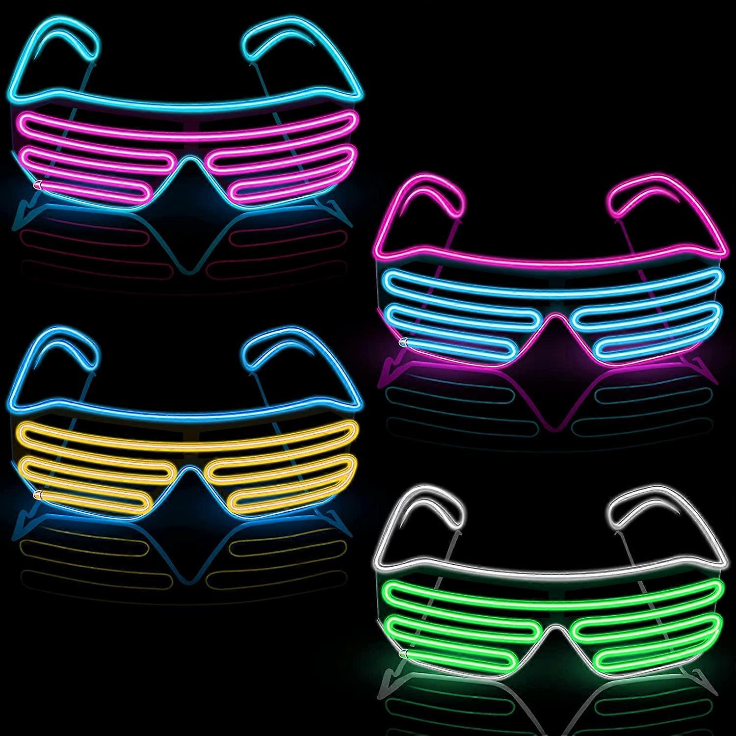 4 Pieces Shutter Flashing Sunglasses Light Up Glasses LED Sunglasses DJ Costumes Accessories Glow in the Dark Party Favors