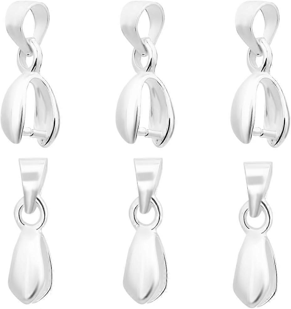 6Pcs Pinch Clip Bail Clasp 925 Sterling Silver Pendant Clasp Ice Pick Pinch Bails Clasp Dangle Charm Connectors Findings Pinch Clip Clasp for DIY Craf