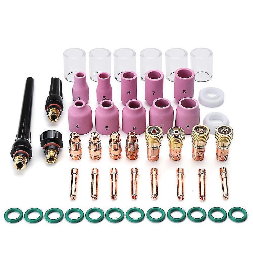 49pcs Tig Welding Torch Stubby Gas Lens #10 Pyrex Glass Cup Kit For Wp-17/18/26-MXBC