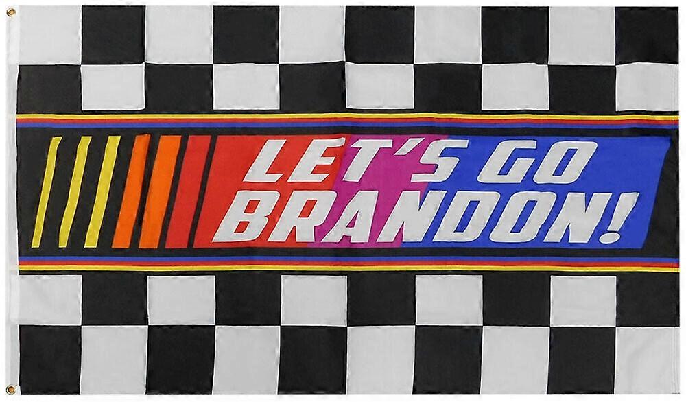 Let's Go Brandon Racing Checkered Premium 3'x5' Polyester Flag Banner (FI)