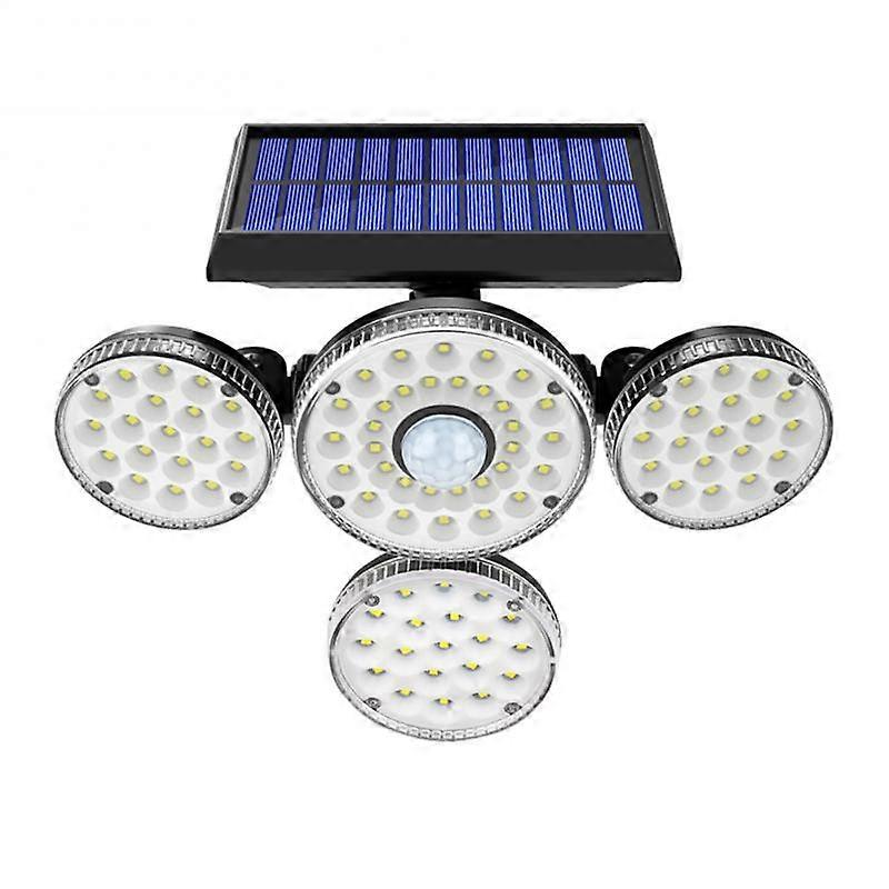 LED COB Solar Lights Outdoor 4 Heads Motion Sensor 270 Wide Angle Waterproof Remote Control Wall Lamp Garden Garage Lights