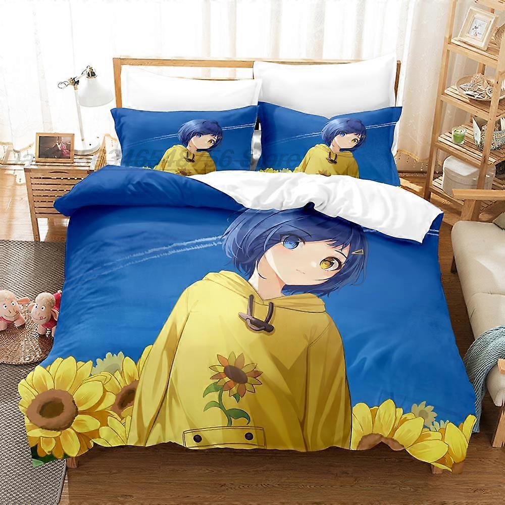 a4754 Lençóis Wonder Egg Priority Conjunto de Cama Conjunto de Cama Aldult Kid Quarto Conjuntos de Capa de Edredom Conjunto de Cama de 3 Peças (1 Capa de Edredom + 2 Travesseiros Sha