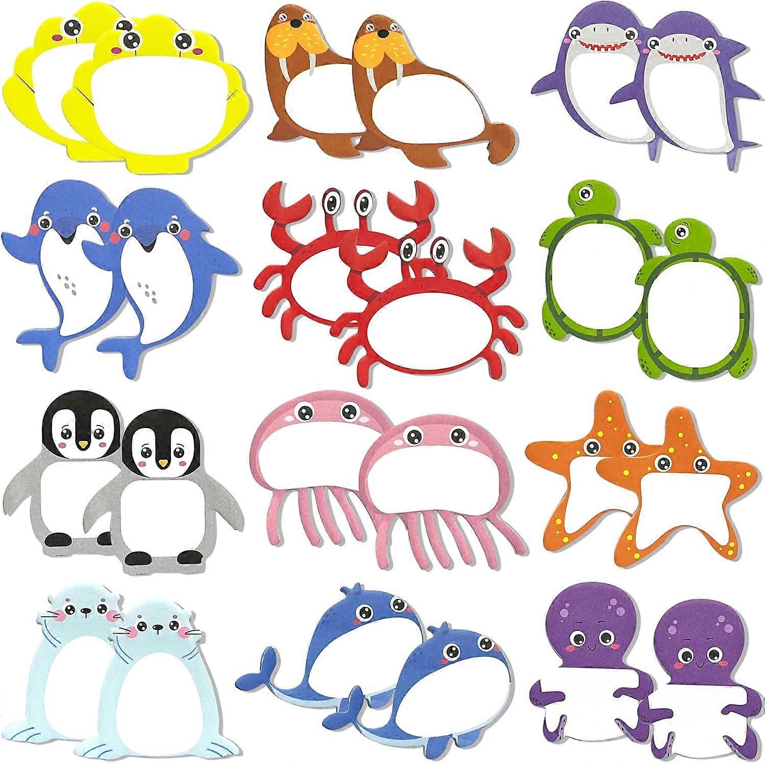 24pcs marine animal sticky notes -12 styles