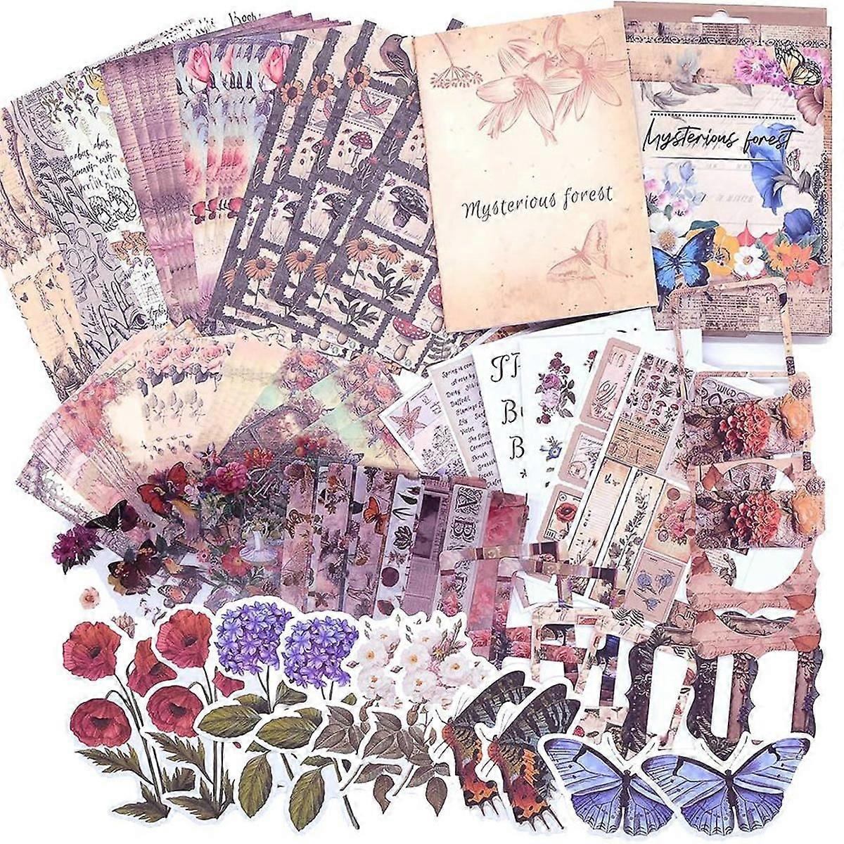 Scrapbook Supplies, (361Pcs) Vintage Aesthetic Scrapbook Kit with Paper, Stickers, Picture Frames,