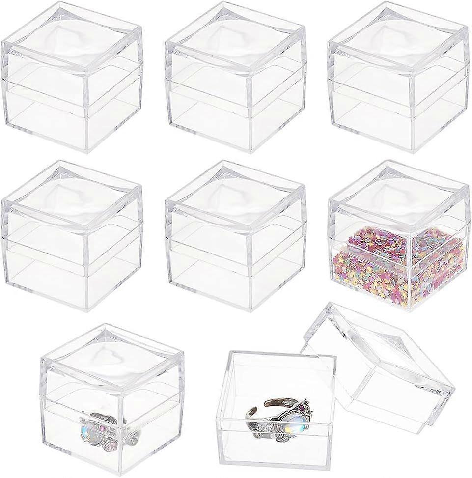 10pcs 1.57x1.57 Inch Magnifier Box Clear Square Magnifier Case Acrylic Display Box for Jewellery Display Insect Observation Crafting
