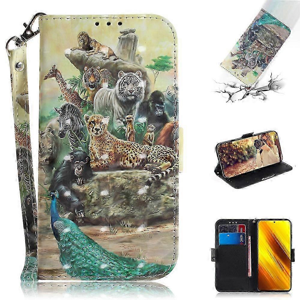 Compatible with Xiaomi POCO X3/ X3 NFC 3D Print Full Stylish PU Leather Wallet Bookstyle Magnetic Flip Case with Strap