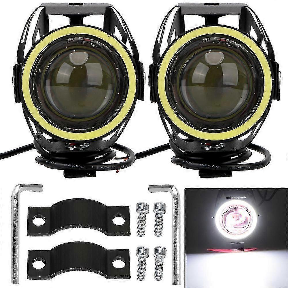 Leepee Led Motorcycle Angel Eyes 125w Drl 2pcs/set Spotlights Motorcycle Headlights Motorbike Led Auxiliary Lamp U7 Headlamp