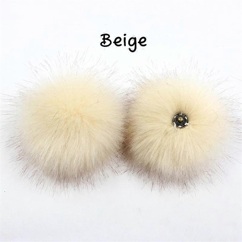 2pcs Cap Accessories DIY Ball Faux Fox Fur PomPom With Buckle Hairball Hat Ball Pom Pom Multicolor