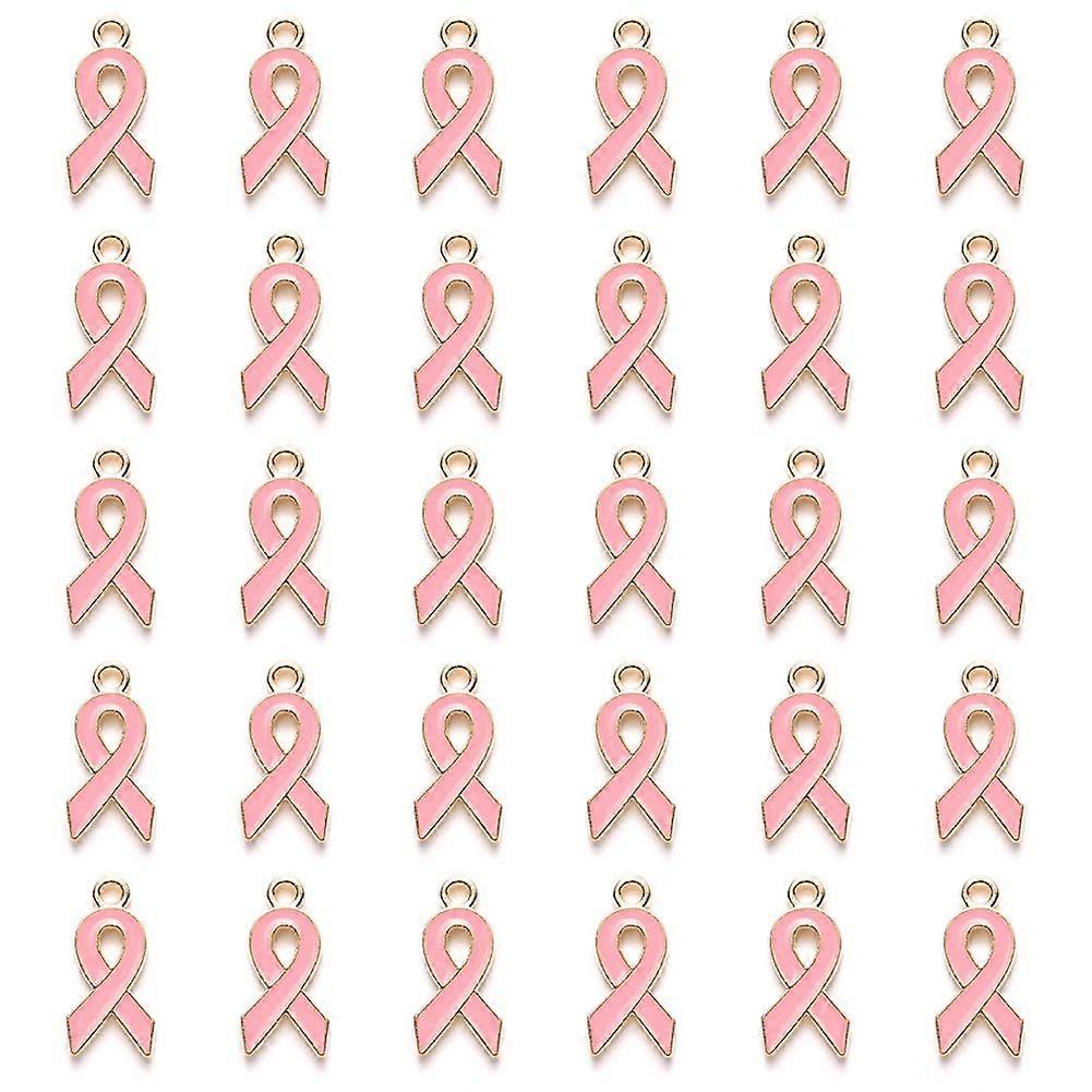 30個の合金オレンジエナメルリボンペンダント意識チャームペンダントDIYアクセサリー
