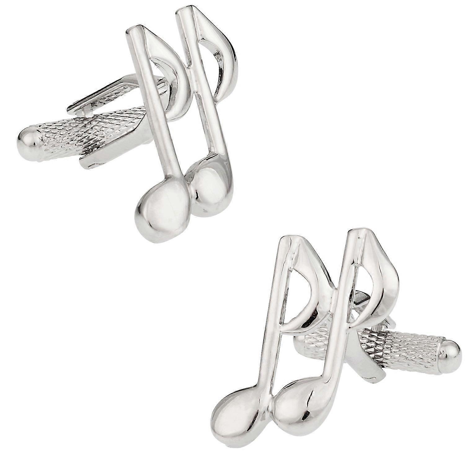 Music Note Cufflinks Pair - Silver Musician Gift Set with Presentation Box for Men, Stylish Formal Accessory