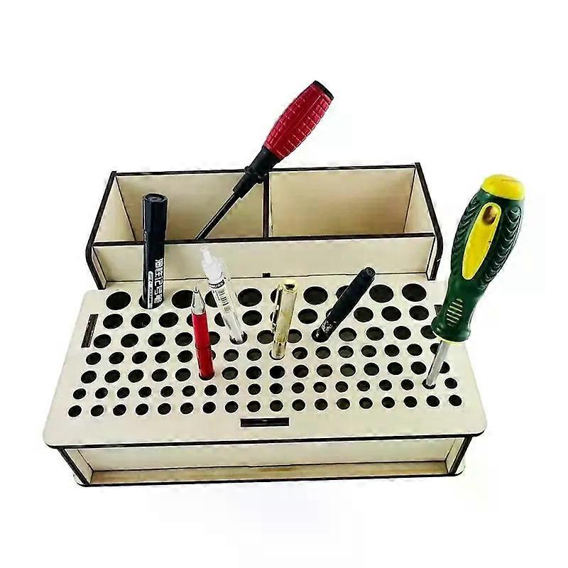 Handwork Tools Holder Box 103 Holes Organizer Wooden Rack For Leather Craft Punches Stand Carving Tools Drill Bits Storage