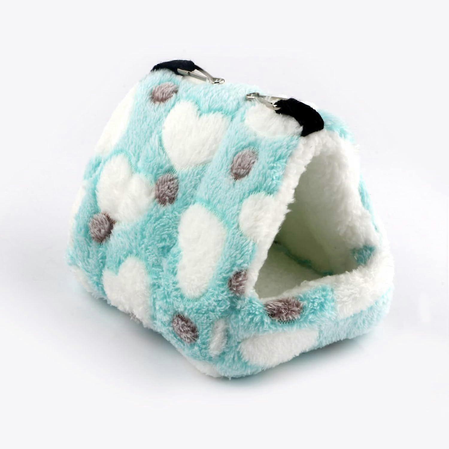 Warm Hamster Bed with Mat for Small Animal Pet, Mini Rat Hamster Plush House Bed Hut Nest Bed Mini House Cave Bed Cozy House Hideout (Small Light Blue