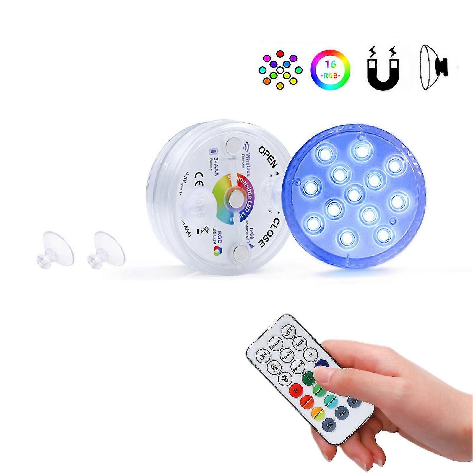 10/13 PCS Submersible LED Light IP68 Waterproof Cordless RGB Pool Light with Remote Control for Pond
