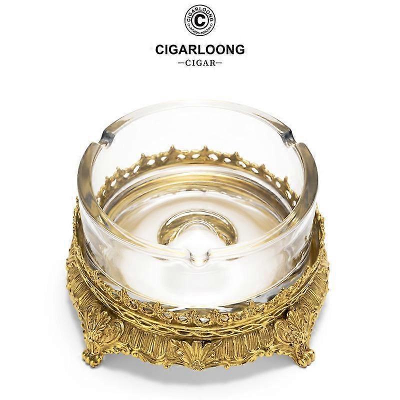 Qilong Cigar Ashtray Creative Large-Diameter Split Copper Base Easy-To-Clean Crystal Ashtray Clg-23Ep23