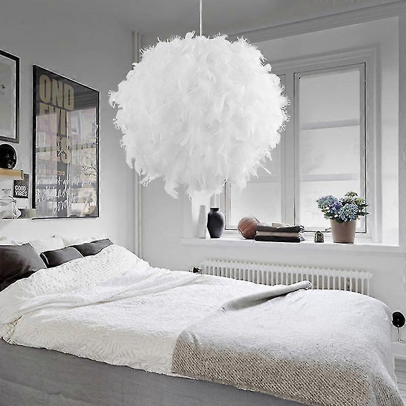 White Feather Ceiling Lampshade Pendant Non-Electric 30cm