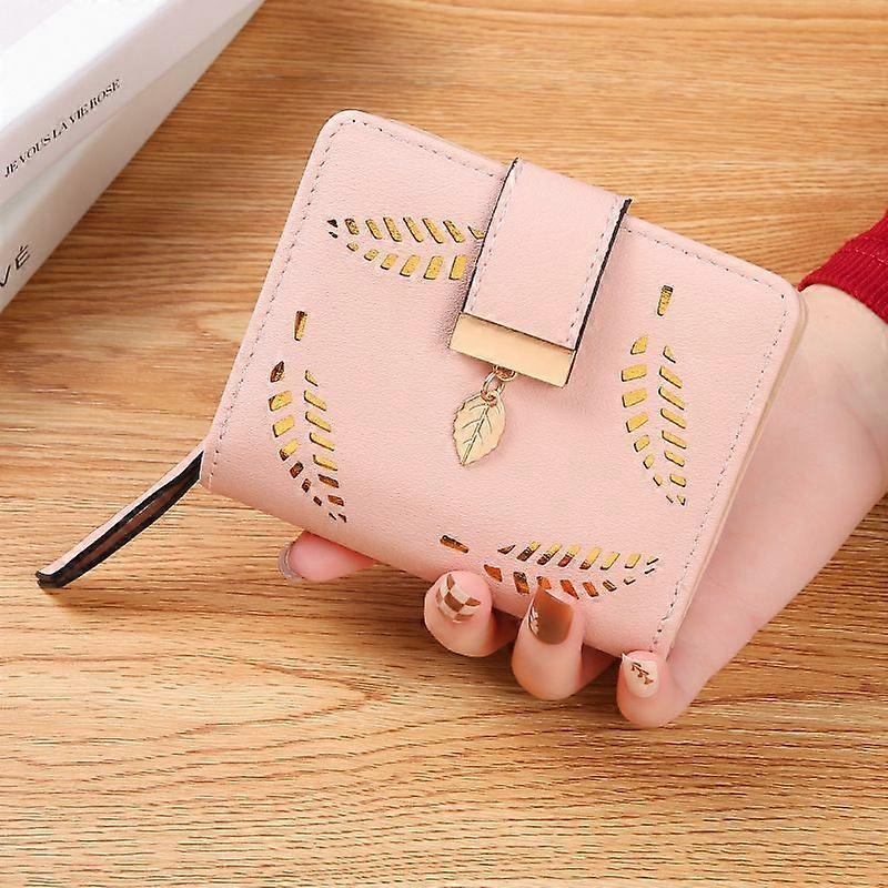 محفظة السيدات محفظة ، حقيبة يد نسائية صغيرة ثنائية الطي من الجلد مع نقود / معرف / حامل بطاقة ائتمان ورقة مجوفة ، السيدات نباتية عملة معدنية محافظ محفظة حقيبة نقود