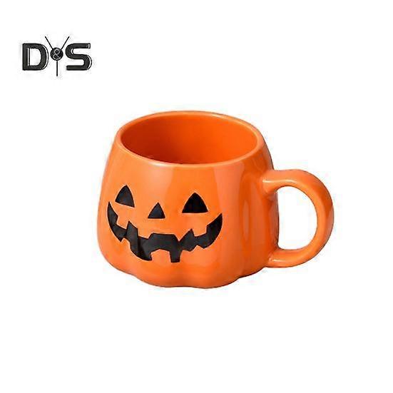 400ML Pumpkin Mug Ceramic Halloween Pumpkin Face Coffee Cup Cute Pumpkin Pattern Mug for Hot Cold Beverages