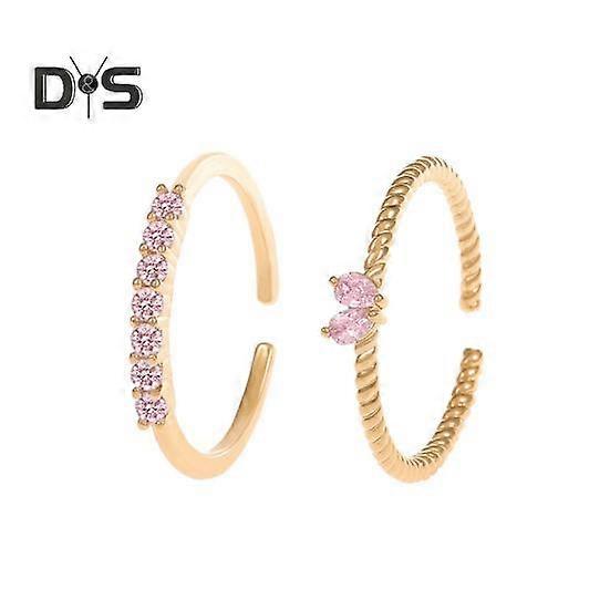 2/4Pcs Finger Ring Heart Shining Cubic Zirconia Inlaid Opening Adjustable Finger Band Jewelry Accessory