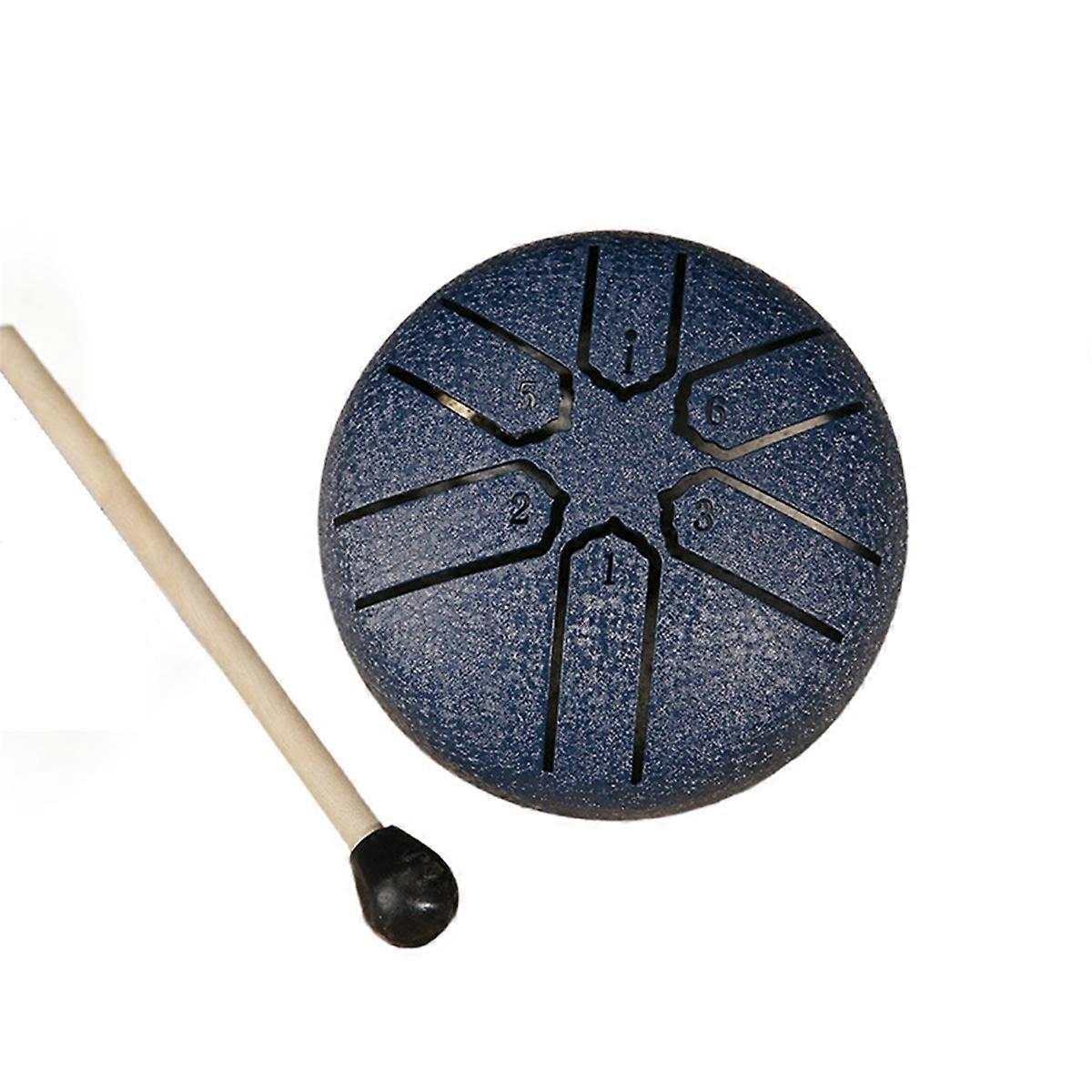 3 Inch 6-Tone Steel Tongue Drum Mini Hand Pan Drums with Drumsticks A