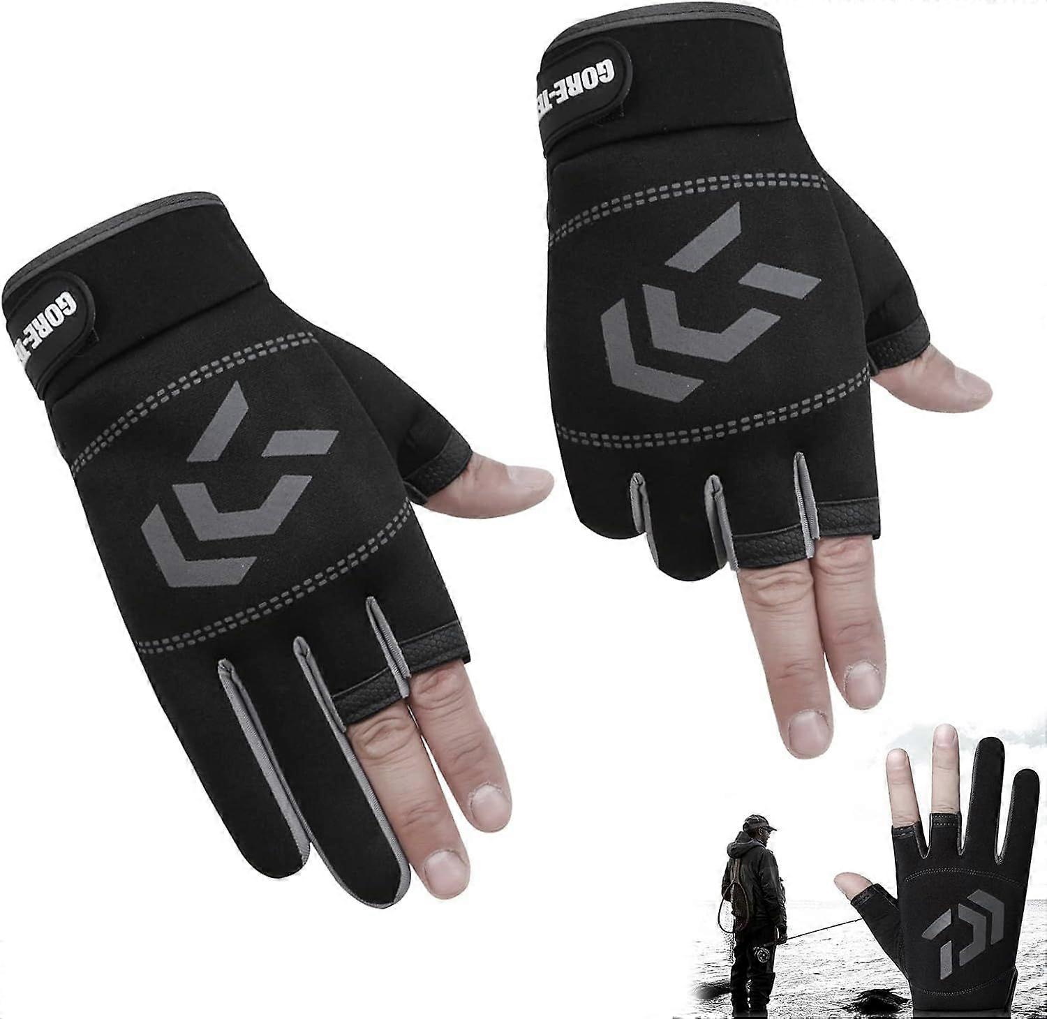 1 Pair of Three Finger Fishing Gloves Summer Non-slip Fishing Gloves Adjustable Men's Summer Sports Gloves Suitable for Outdoor Activities, Fishing, C
