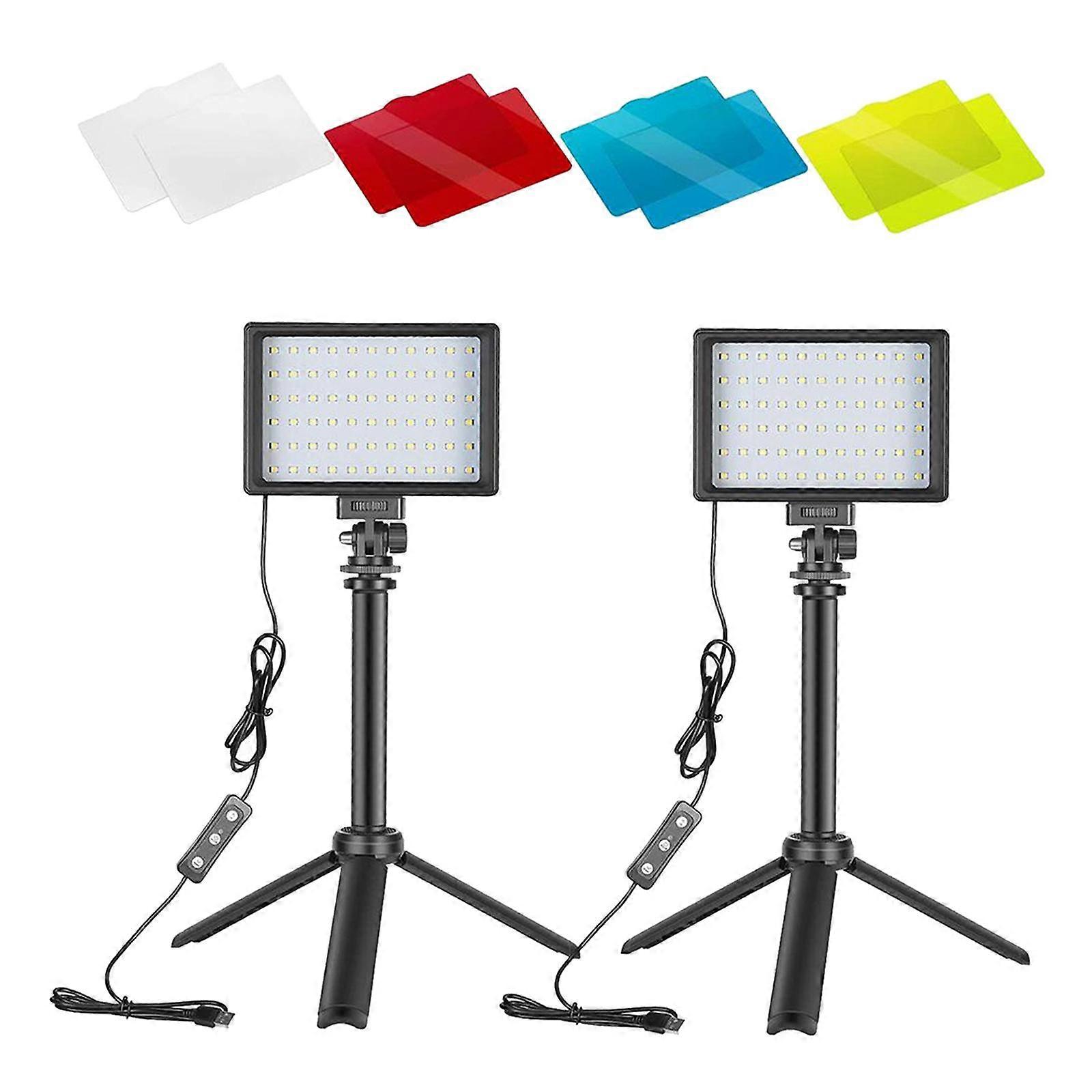 2 USB LED-video met mini-statiefkleurfilters voor tafelblad
